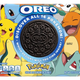 An Oreo package decorated with artwork of Pokémon like Pikachu, Charmander, and Mew.